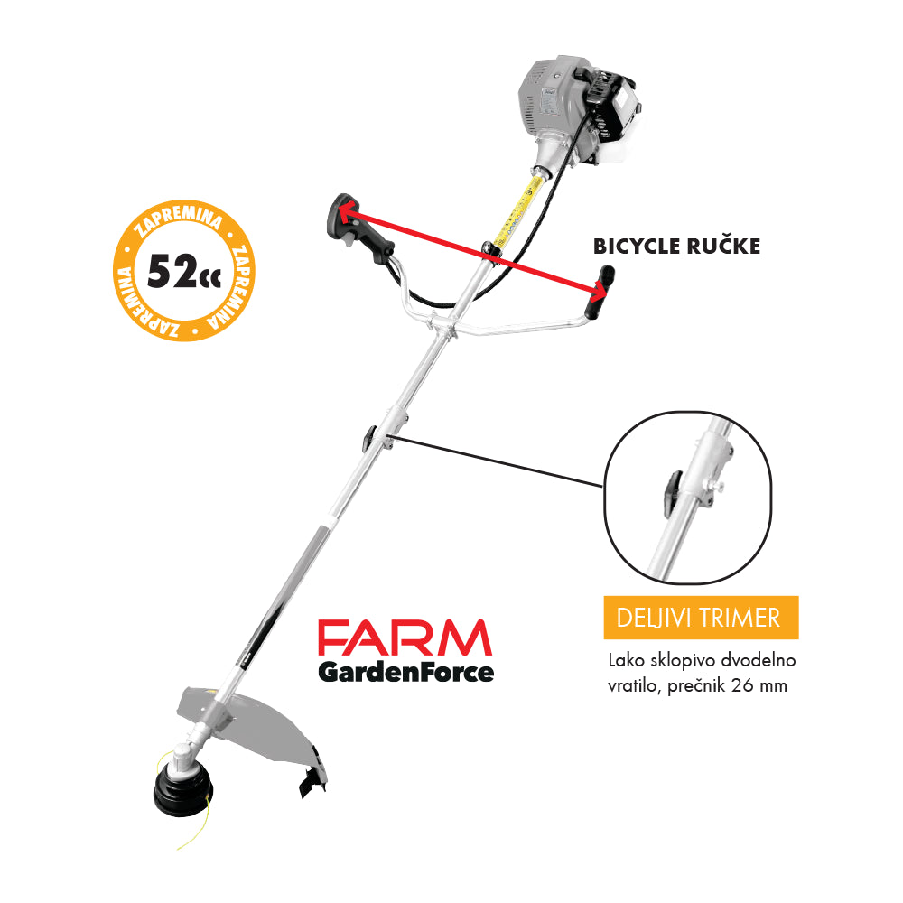 Farm FT52DK motorni trimer 52cc 1.6kW sa deljivim kardanom